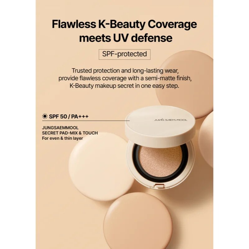 JUNG SAEM MOOL Skin Nuder Cover Layer Cushion hidratáló alapozó sminkszivaccsal + utántöltő árnyalat Medium Deep 2x14 g