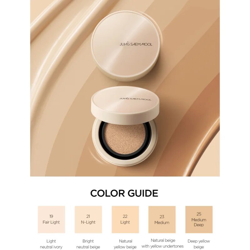 JUNG SAEM MOOL Skin Nuder Cover Layer Cushion hidratáló alapozó sminkszivaccsal + utántöltő árnyalat Medium Deep 2x14 g