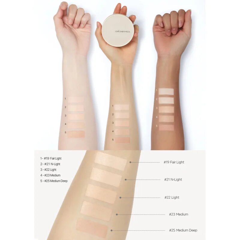 JUNG SAEM MOOL Skin Nuder Cover Layer Cushion hidratáló alapozó sminkszivaccsal + utántöltő árnyalat Medium Deep 2x14 g