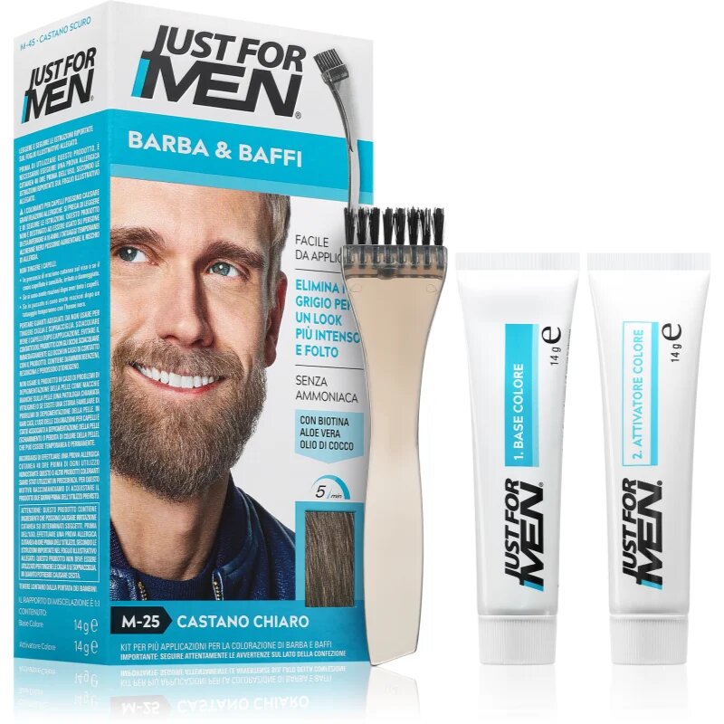 Just for Men Men Moustache & Beard szakállfesték ősz szőrszálak elfedésére árnyalat M-25 Light Grey 1 db