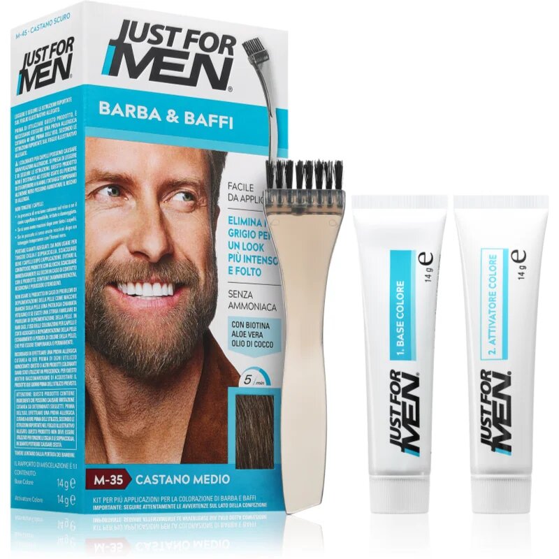 Just for Men Men Moustache & Beard szakállfesték ősz szőrszálak elfedésére árnyalat M-35 Mid Grey 1 db