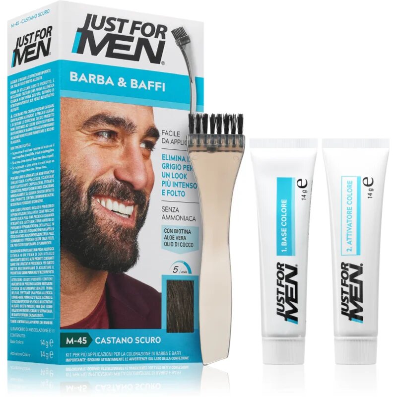 Just for Men Men Moustache & Beard szakállfesték ősz szőrszálak elfedésére árnyalat M-45 Dark Brown 1 db