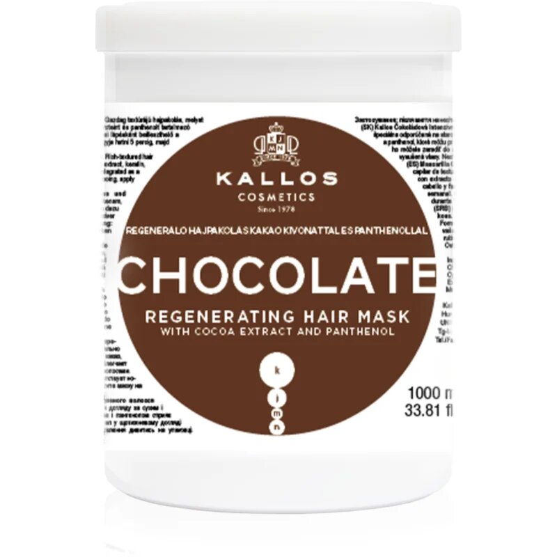Kallos Classic Chocolate regeneráló maszk száraz és sérült hajra 1000 ml
