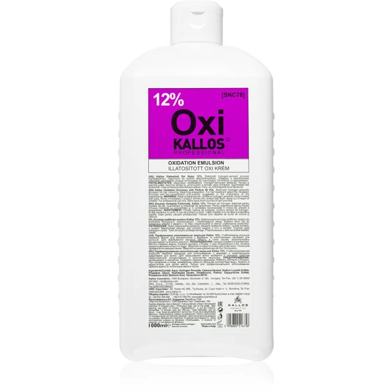 Kallos Classic Oxi peroxid krém 12% professzionális használatra 1000 ml