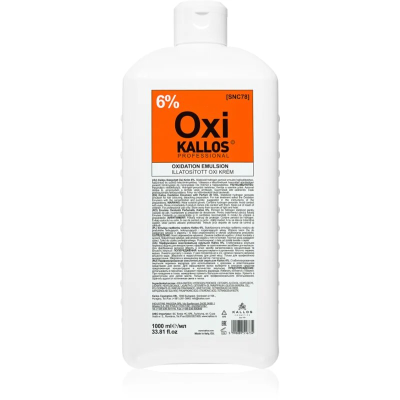 Kallos Classic Oxi peroxid krém 6% professzionális használatra 1000 ml