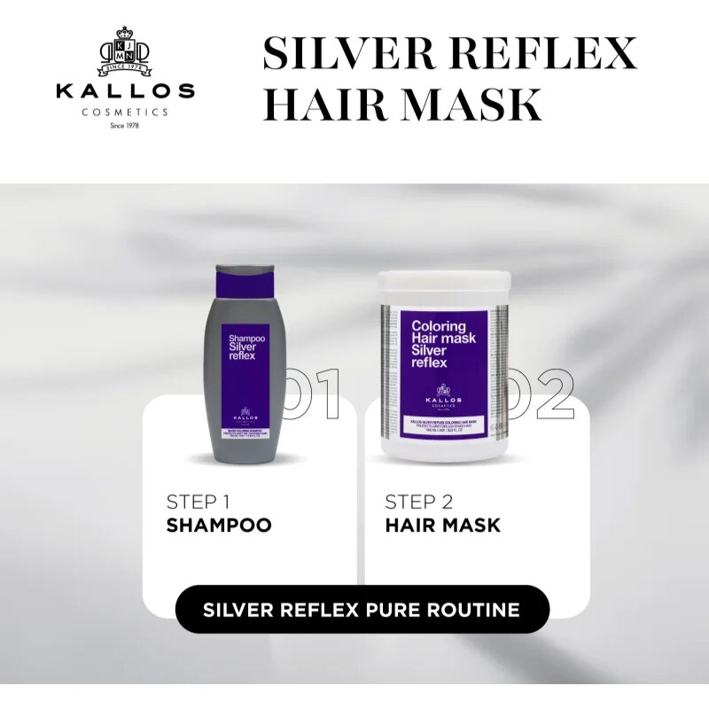 Kallos Coloring Hair Mask Silver Reflex haj maszk semlegesíti a sárgás tónusokat 275 ml