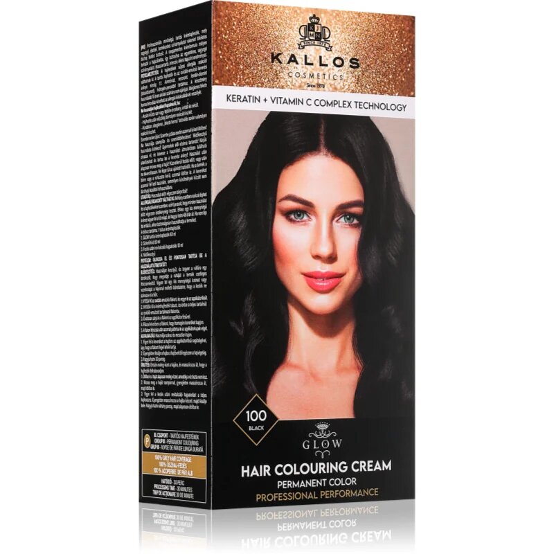 Kallos Glow Lasting Cream Colour tartós hajfesték árnyalat Black 60 ml