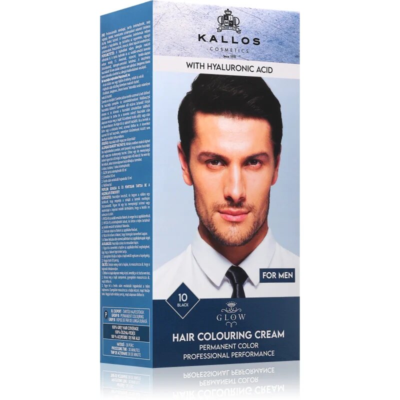 Kallos Glow Lasting Cream Colour tartós hajfesték uraknak árnyalat Black 60 ml