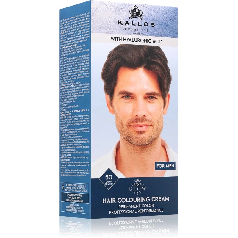 Kallos Glow Lasting Cream Colour tartós hajfesték uraknak árnyalat Light Brown 60 ml