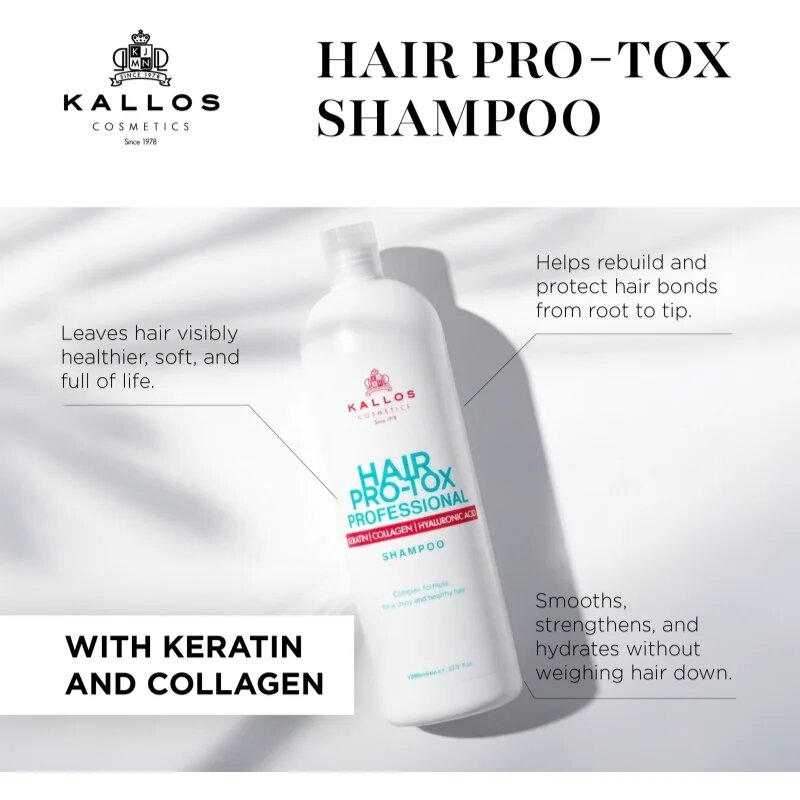 Kallos Hair Pro-Tox keratinos sampon száraz és sérült hajra 500 ml