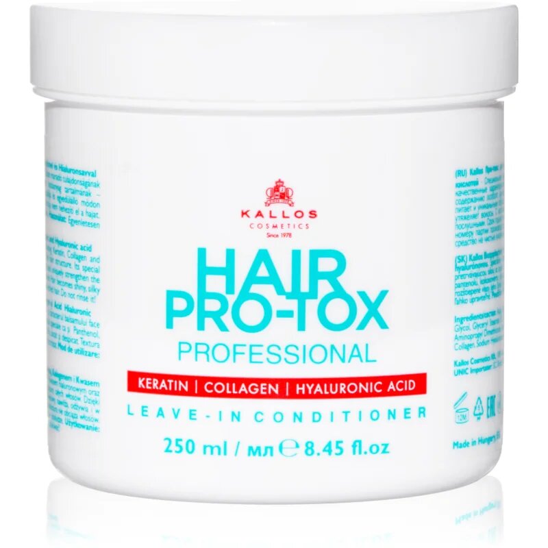 Kallos Hair Pro-Tox öblítés nélküli kondicionáló száraz és sérült hajra 250 ml