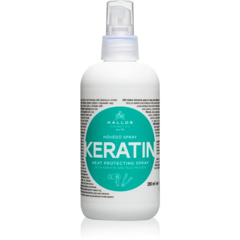 Kallos KJMN Keratin védő spray a hajformázáshoz melyhez magas hőfokot használunk 200 ml