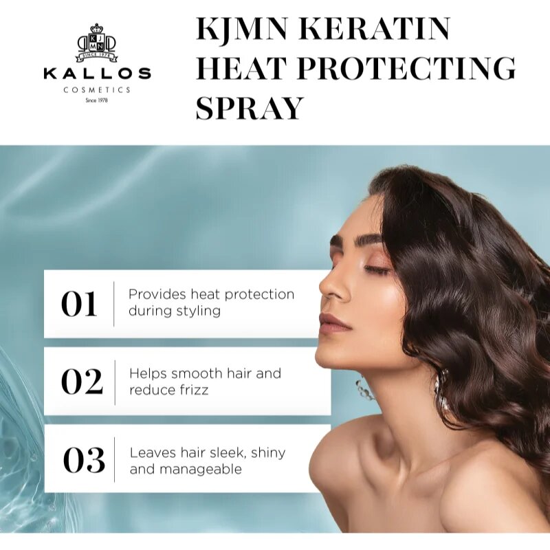 Kallos KJMN Keratin védő spray a hajformázáshoz melyhez magas hőfokot használunk 200 ml