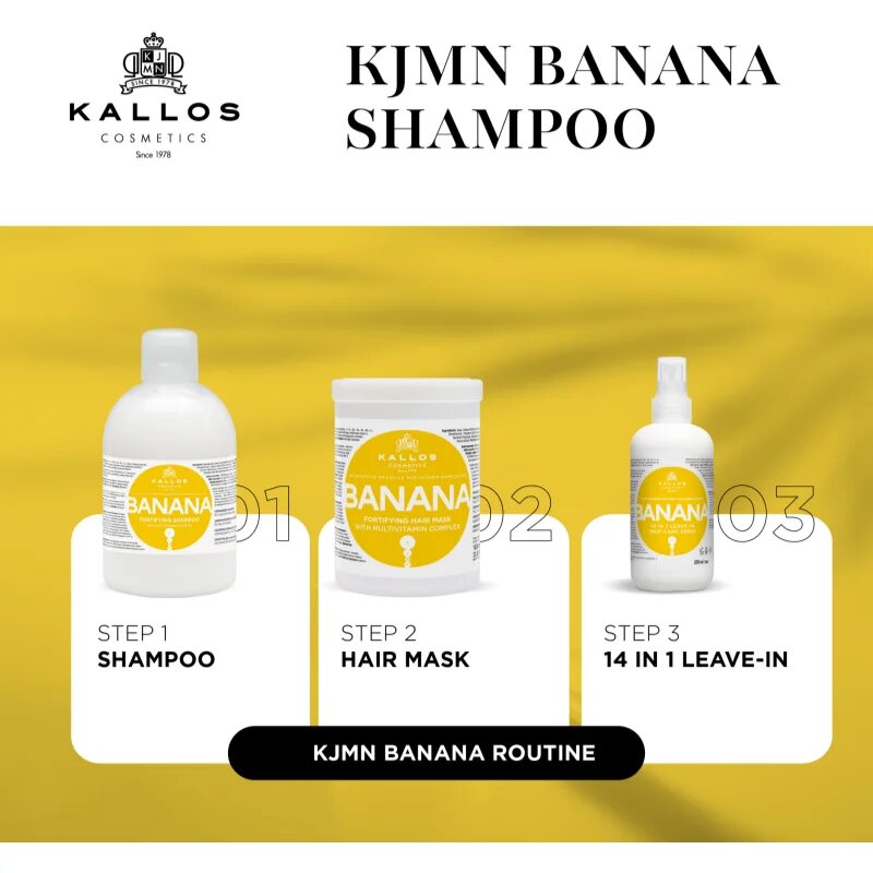 Kallos KJMN Professional Banana erősítő sampon multivitamin komplexszel 1000 ml