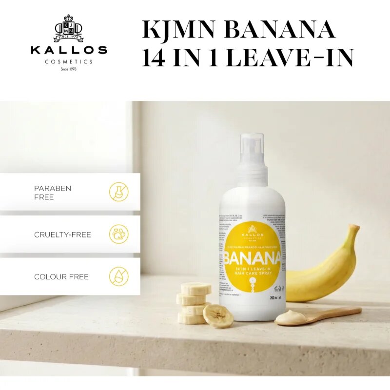 Kallos KJMN Professional Banana leöblítést nem igénylő spray hajra 200 ml