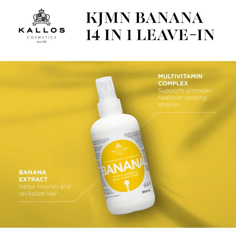 Kallos KJMN Professional Banana leöblítést nem igénylő spray hajra 200 ml