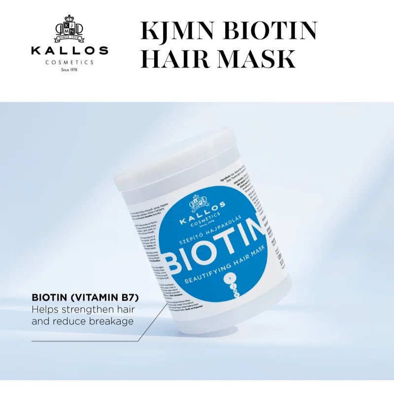 Kallos KJMN Professional Biotin maszk a gyenge vékony és rakoncátlan hajra 1000 ml