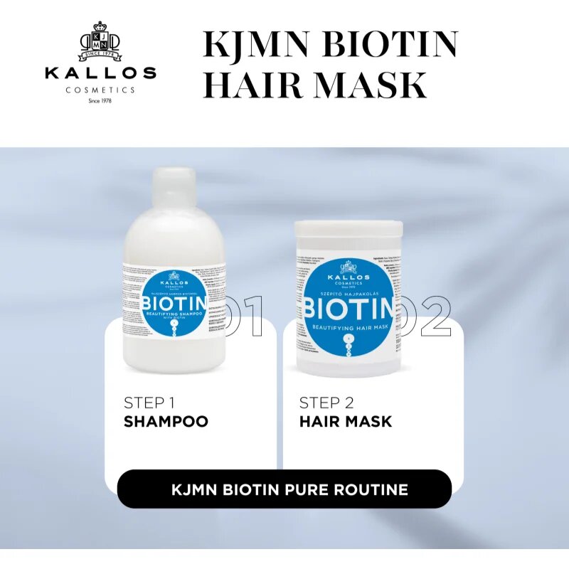 Kallos KJMN Professional Biotin maszk a gyenge vékony és rakoncátlan hajra 1000 ml