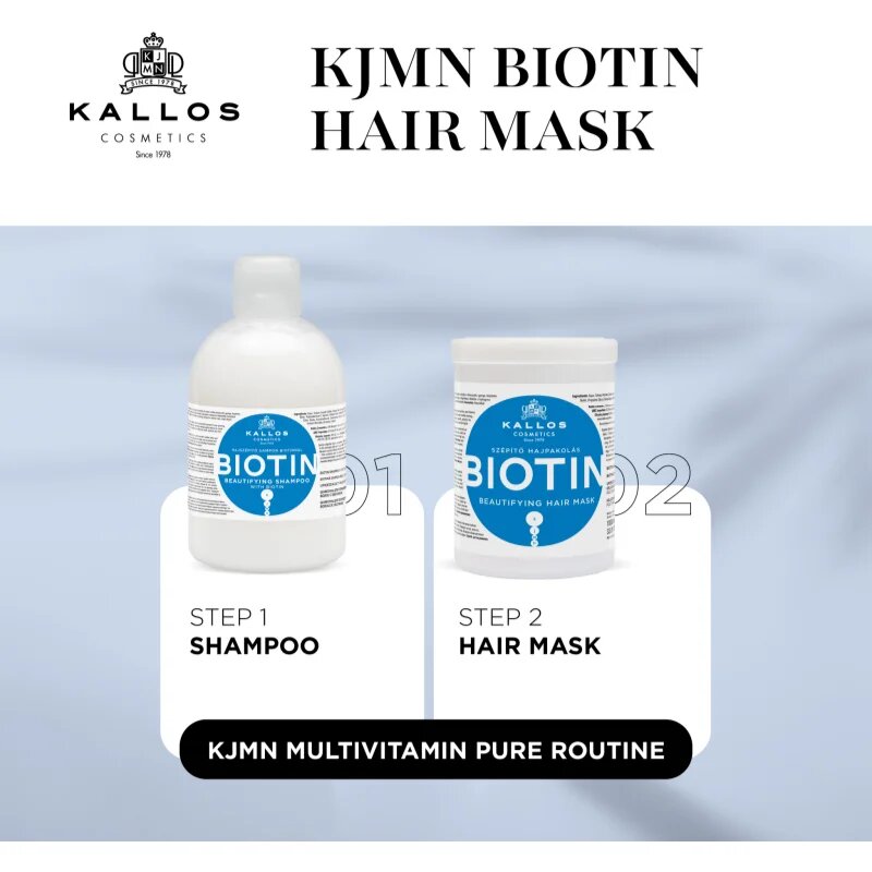 Kallos KJMN Professional Biotin maszk a gyenge vékony és rakoncátlan hajra 275 ml