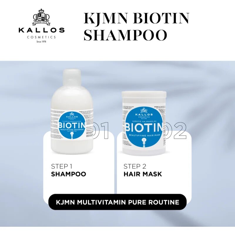 Kallos KJMN Professional Biotin sampon a gyengéd vékony és rakoncátlan hajra 1000 ml