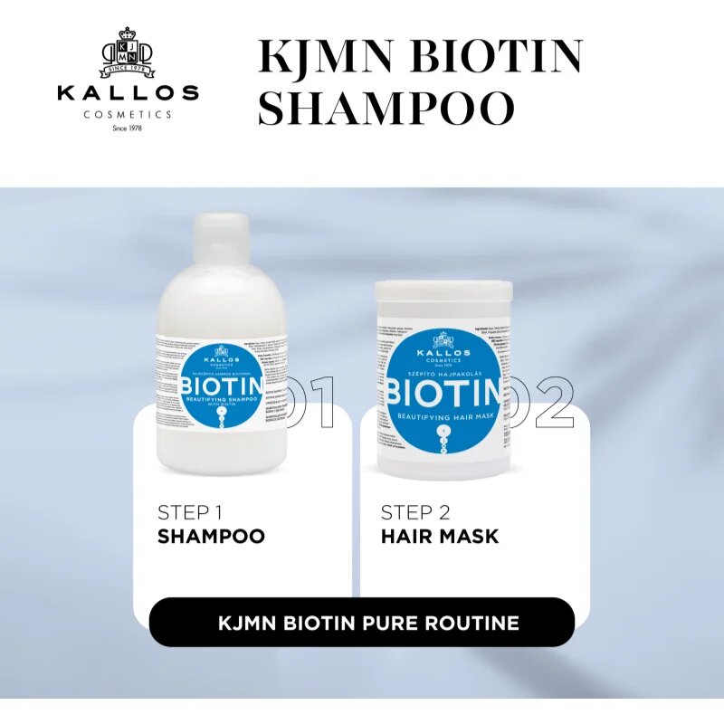 Kallos KJMN Professional Biotin sampon a gyengéd vékony és rakoncátlan hajra 1000 ml