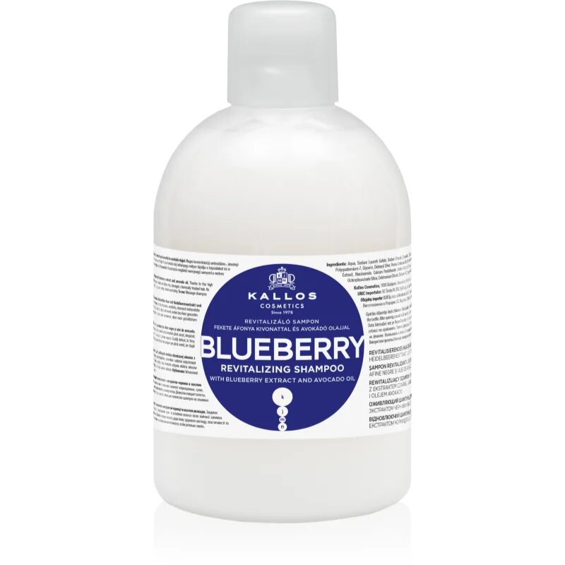 Kallos KJMN Professional Blueberry megújító sampon száraz sérült vegyileg kezelt hajra 1000 ml