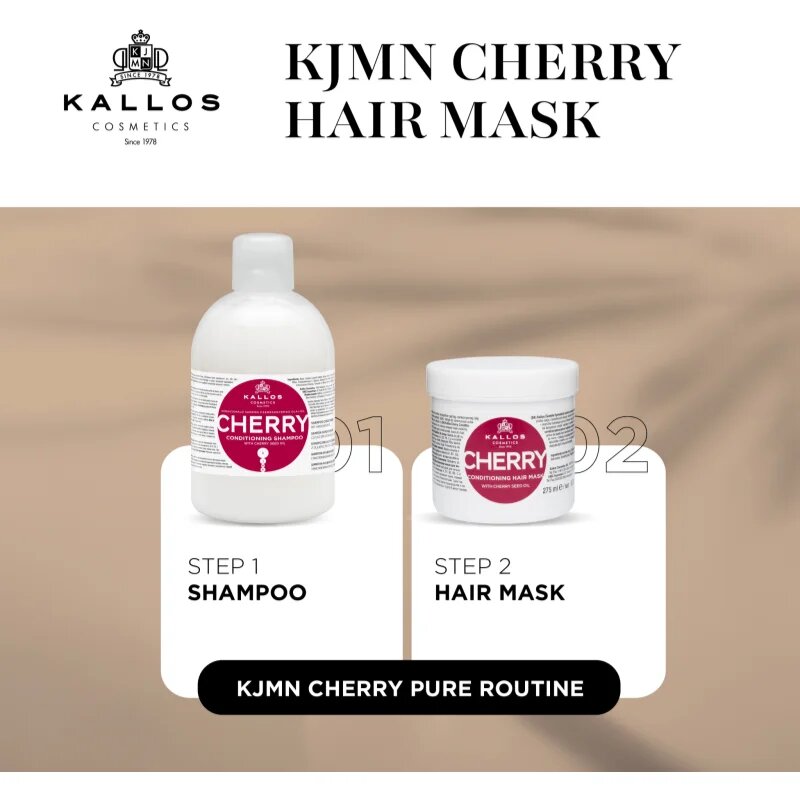 Kallos KJMN Professional Cherry hidratáló maszk a károsult hajra 1000 ml