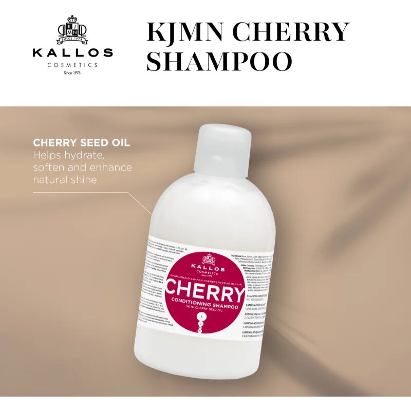 Kallos KJMN Professional Cherry hidratáló sampon száraz és sérült hajra 1000 ml