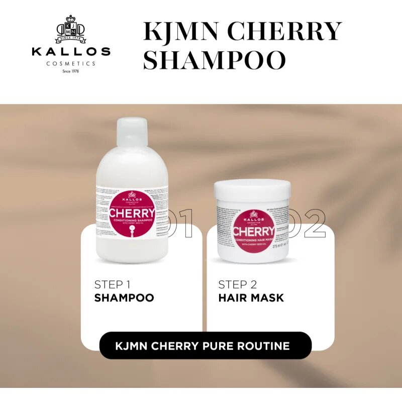 Kallos KJMN Professional Cherry hidratáló sampon száraz és sérült hajra 1000 ml