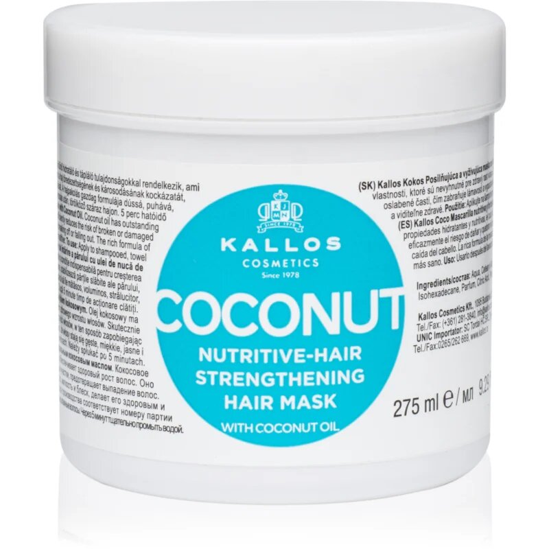 Kallos KJMN Professional Coconut tápláló maszk meggyengült hajra 1000 ml