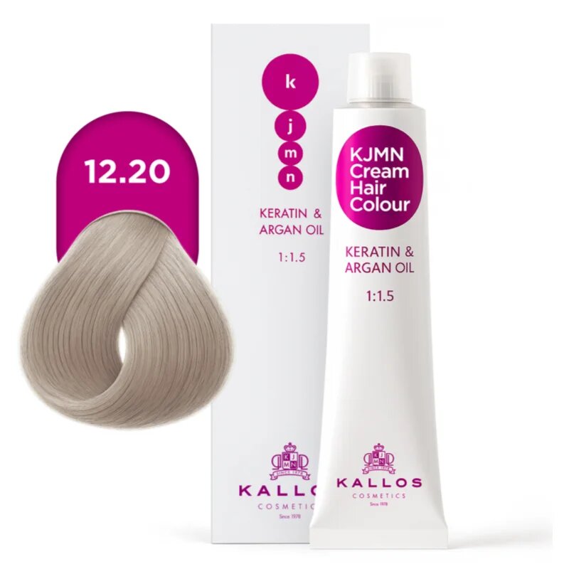 Kallos KJMN Professional Cream Hair Colour Keratin & Argan Oil hajfesték árnyalat 12.20 Special Ultra Violet Blond 100 ml