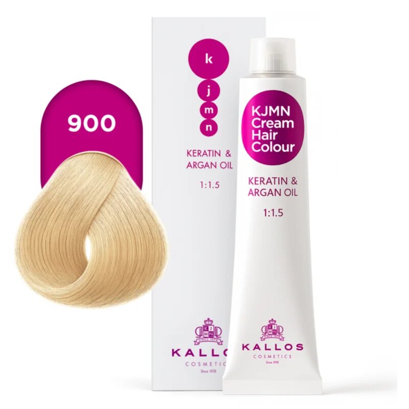 Kallos KJMN Professional Cream Hair Colour Keratin & Argan Oil hajfesték árnyalat 900 Ultra Light Blond 100 ml