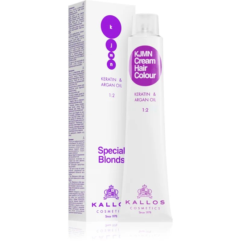 Kallos KJMN Professional Cream Hair Colour Keratin & Argan Oil hajfesték keratinnal és argán olajjal árnyalat 12.11 Special Ultra Blonde 100 ml