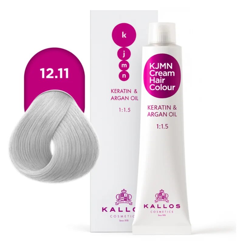 Kallos KJMN Professional Cream Hair Colour Keratin & Argan Oil hajfesték keratinnal és argán olajjal árnyalat 12.11 Special Ultra Blonde 100 ml