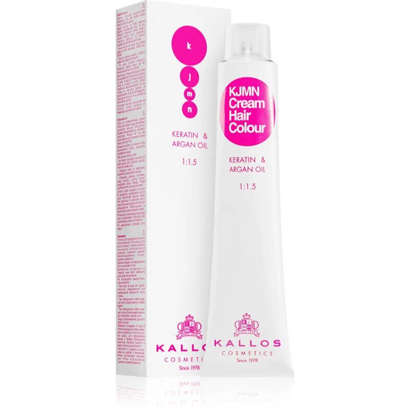 Kallos KJMN Professional Cream Hair Colour Keratin & Argan Oil hajfesték keratinnal és argán olajjal árnyalat 8.43 l Intense Coral Red 100 ml