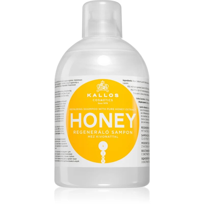 Kallos KJMN Professional Honey hidratáló és revitalizáló sampon száraz és sérült hajra 1000 ml
