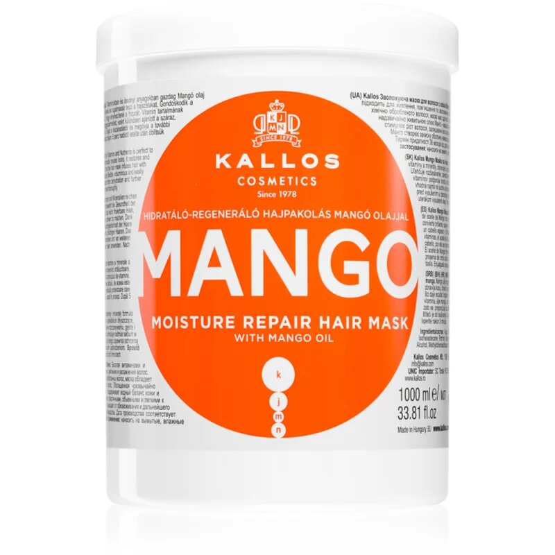 Kallos KJMN Professional Mango erősítő maszk mangó olajjal 1000 ml