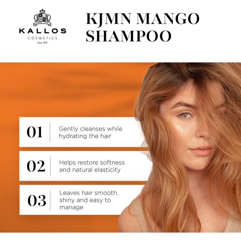 Kallos KJMN Professional Mango hidratáló sampon száraz sérült vegyileg kezelt hajra 1000 ml