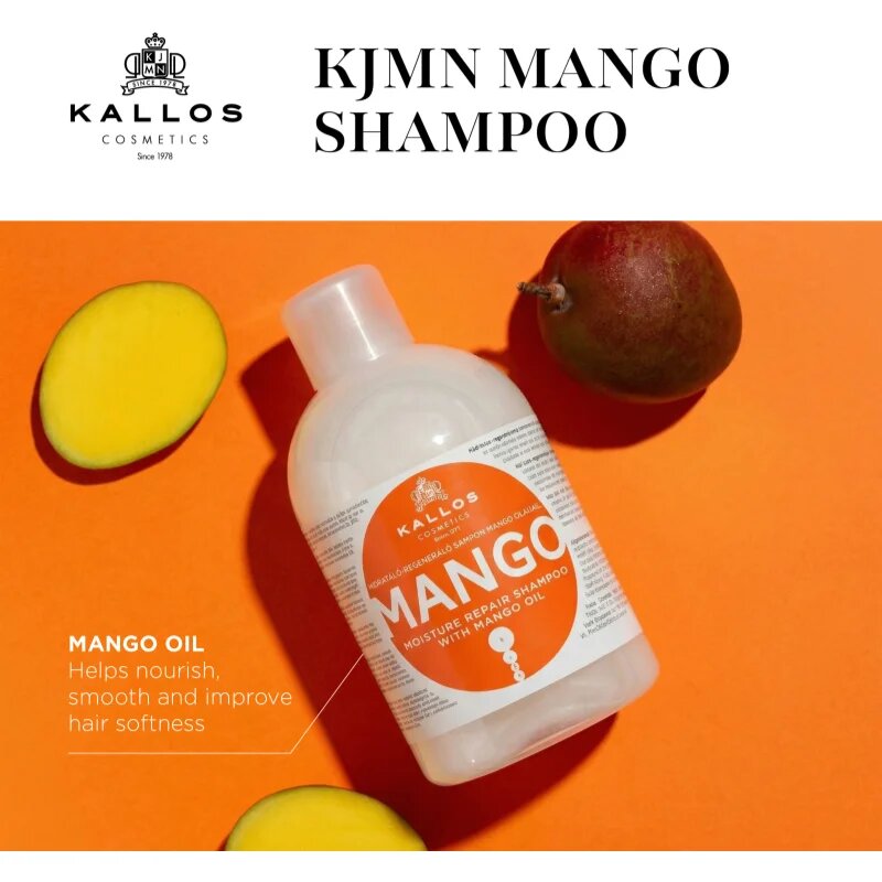 Kallos KJMN Professional Mango hidratáló sampon száraz sérült vegyileg kezelt hajra 1000 ml