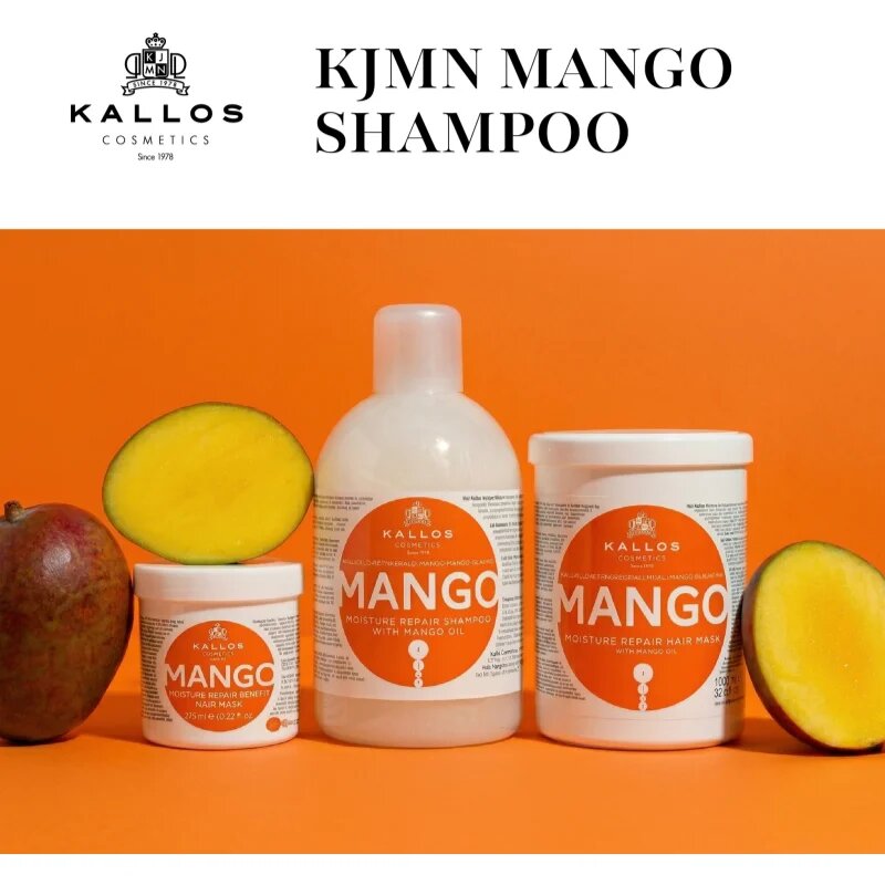 Kallos KJMN Professional Mango hidratáló sampon száraz sérült vegyileg kezelt hajra 1000 ml