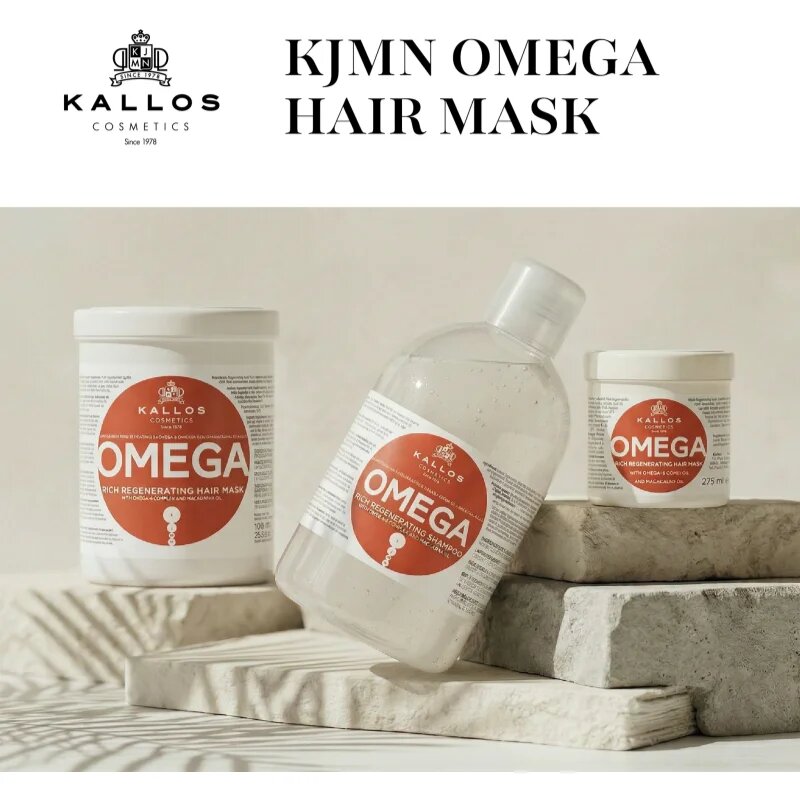 Kallos KJMN Professional Omega tápláló hajmaszk omega 6 komplexszel és makadámia olajjal 275 ml