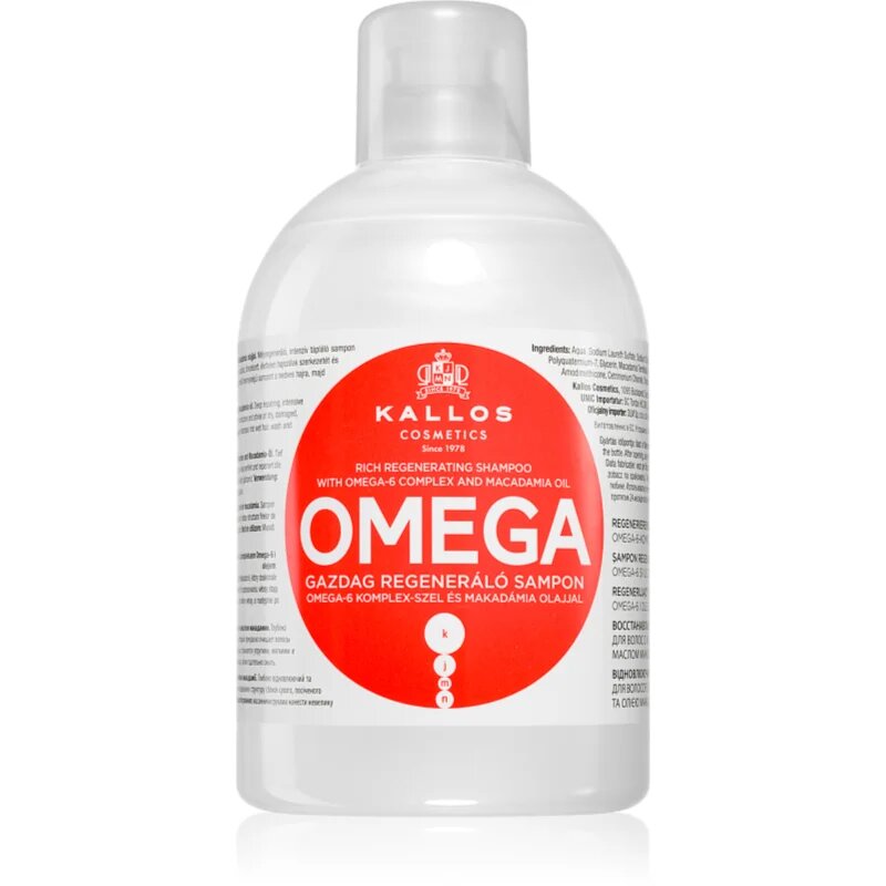 Kallos KJMN Professional regeneráló sampon omega 6 komplexszel és makadámia olajjal 1000 ml