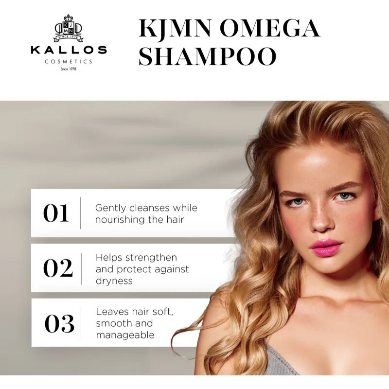 Kallos KJMN Professional regeneráló sampon omega 6 komplexszel és makadámia olajjal 1000 ml