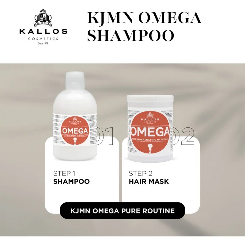 Kallos KJMN Professional regeneráló sampon omega 6 komplexszel és makadámia olajjal 1000 ml