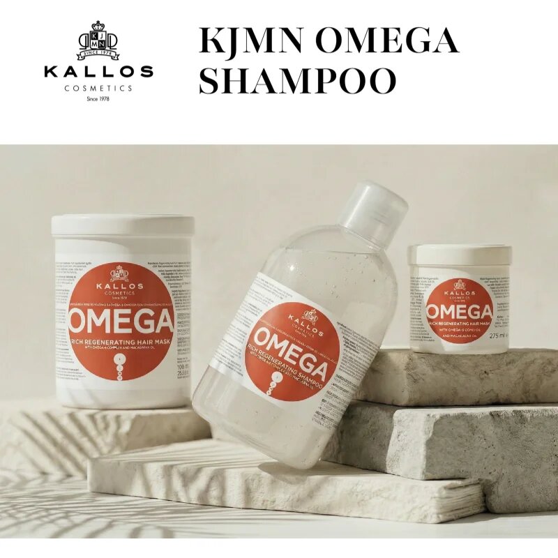 Kallos KJMN Professional regeneráló sampon omega 6 komplexszel és makadámia olajjal 1000 ml