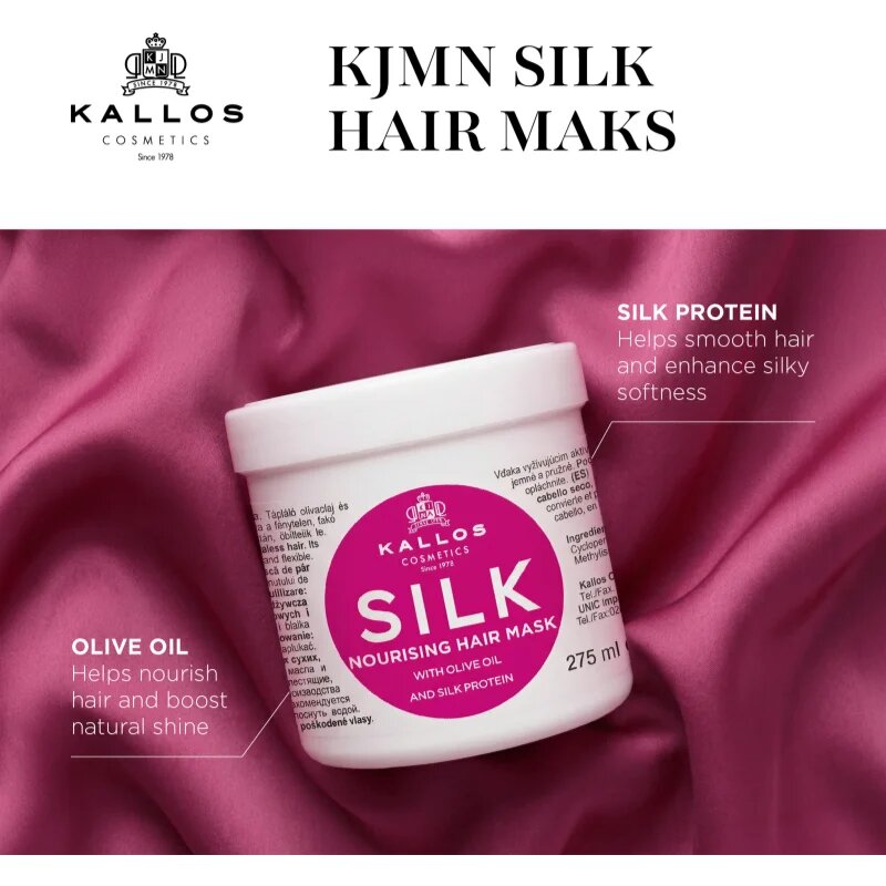 Kallos KJMN Professional Silk maszk száraz és érzékeny hajra 1000 ml