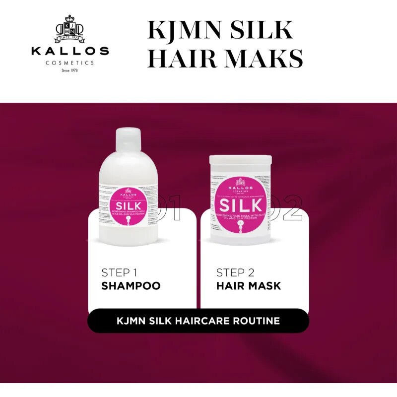 Kallos KJMN Professional Silk maszk száraz és érzékeny hajra 1000 ml