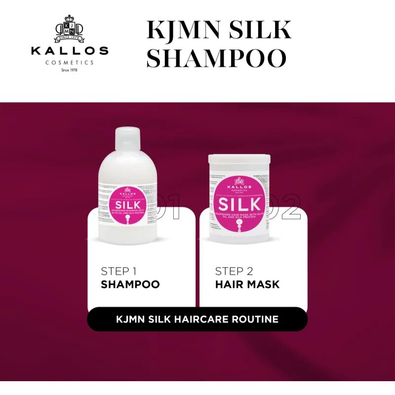 Kallos KJMN Professional Silk selymesen finom sampon száraz és érzékeny hajra 1000 ml