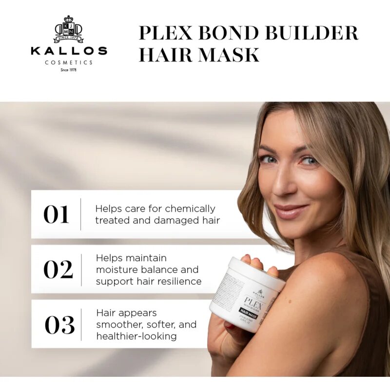 Kallos Plex Hair Mask regeneráló maszk sérült vegyileg kezelt hajra 275 ml