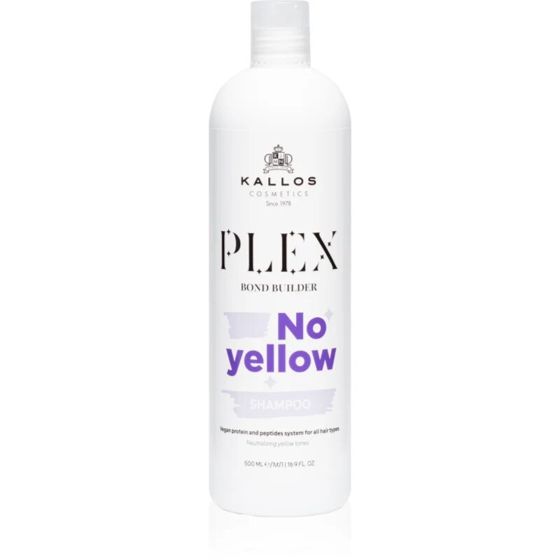 Kallos Plex No Yellow sampon a sárga tónusok neutralizálására 500 ml